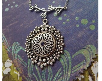 Collar Art Nouveau / Collar de estilo vintage / Joyería de flores de plata, Joyería Cottage Core, Collar Fairy Core, Joyería élfica