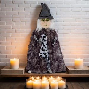 Witch Art Doll / Witch Wall Decor / Halloween Decor, Handmade Witch, OOAK Witch Doll Figurine, Witch Ornament, Halloween Ornament