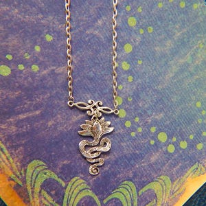 Silver Lotus Flower Pendant Necklace: Ornate Yoga Jewelry