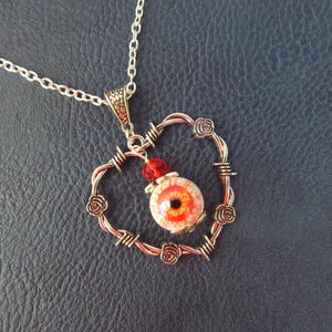 Heart with Eyeball Necklace / Gothic Jewelry, Dark Academia Necklace / Heart Jewelry, Punk Necklace, Dark Cottage Core, Halloween
