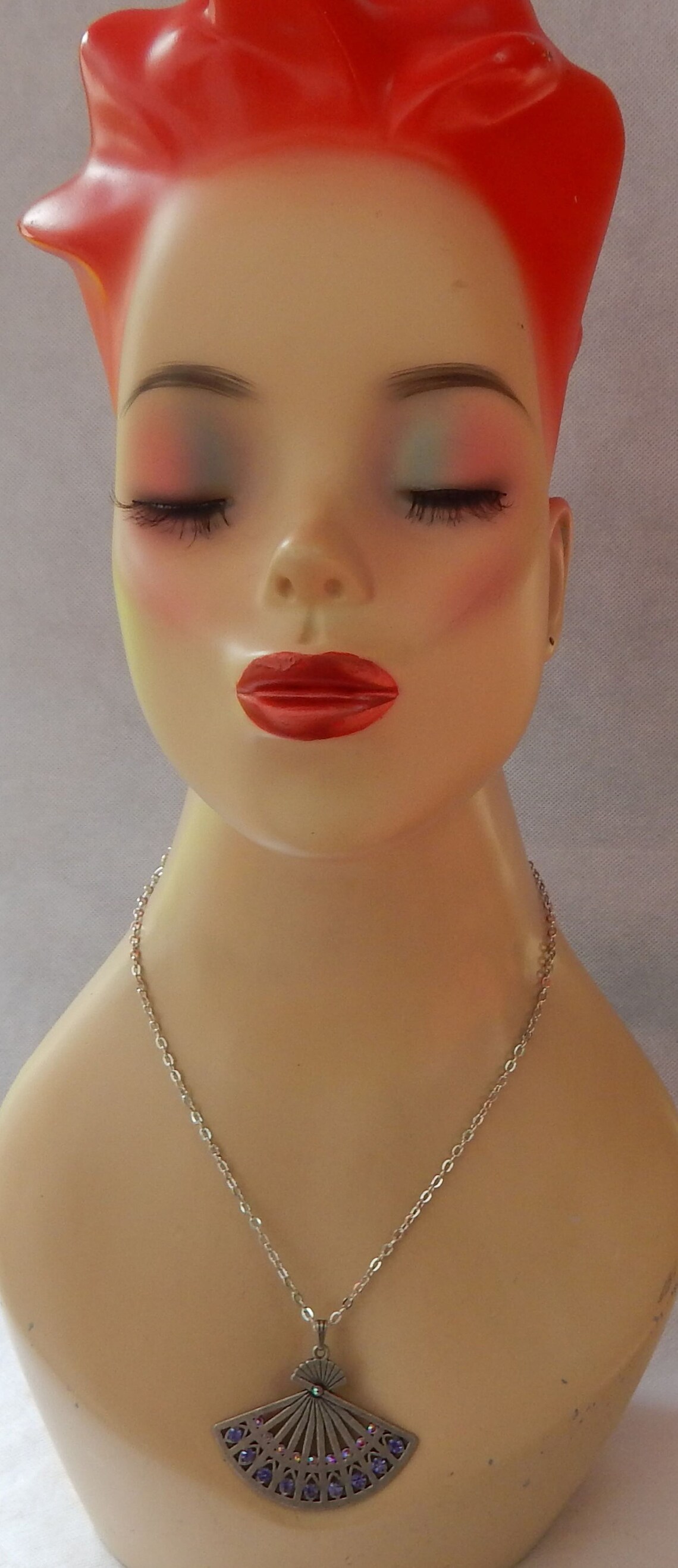 Fan Necklace Silver Fan Necklace Vintage Style Necklace Fan Etsy