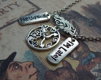 Wonderland Necklace / Alice in Wonderland Jewelry / Fantasy Necklace / Alice White Rabbit Jewelry, Wonderland Jewelry, Cosplay Jewelry