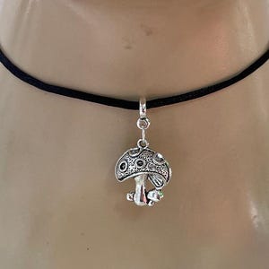 Handmade Silver Mushroom Choker: Cottagecore Toadstool Pendant
