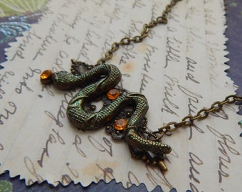 Collier serpent en or / bijoux serpent / bijoux reptiles, cadeau serpent, bijoux animaux, serpent fait main, collier serpent