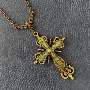 Gold Celtic Cross Necklace: Irish Knot Pendant, 18&quot; Chain