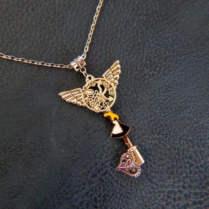 Wonderland Necklace, Alice in Wonderland Key Jewelry / Fantasy Jewelry / Wonderland Heart, Playing Cards, Heart Necklace