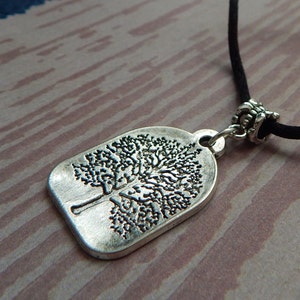 Silver Celtic Tree of Life Choker: Adjustable Black Cord Necklace