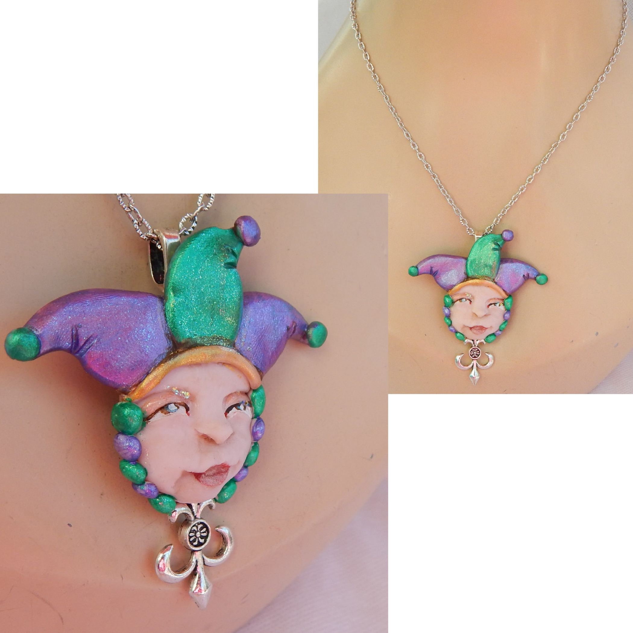 Jester Necklace Court Jester Art Necklace OOAK Necklace Etsy