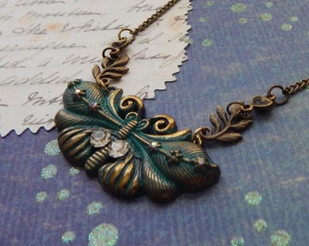 Art Nouveau Butterfly Necklace / Butterfly Jewelry / Cottage Core Jewelry, Insect Jewelry, Bug Jewelry, Handmade Butterfly