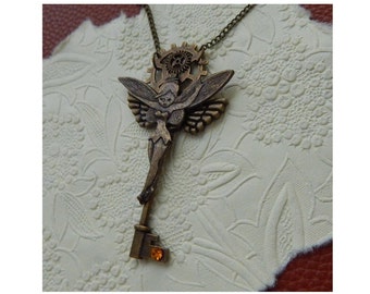 Fairy Key Pendant Necklace / Fantasy Jewelry / Fairy Core Necklace, Fairy Key Jewelry, Handmade Fantasy Necklace, Cosplay Jewelry