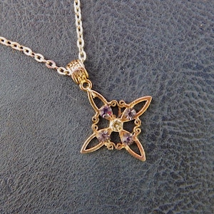 Silver Witch&#39;s Knot Necklace: Celtic Pagan Pendant with Purple Glass