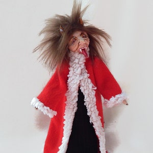 Handmade Krampus Art Doll: Creepy Christmas Tree Topper, German Folklore