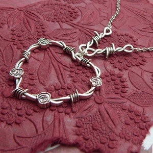 Barbed Wire Heart Pendant Necklace: Gothic Punk Jewelry