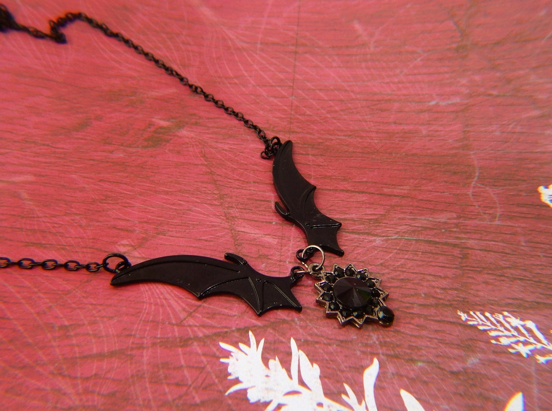 Gothic Black Bat Wings Necklace /dark Academia Jewelry / Gothic ...