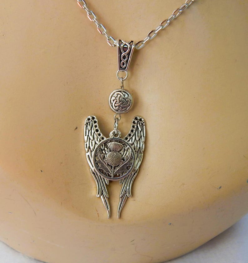 Scottish Thistle Necklace / Silver Thistle Pendant Necklace / Thistle