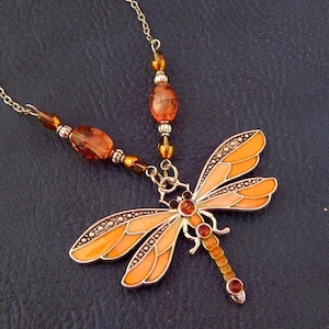 Vintage Jewelry - Dragonfly Necklace - Vintage Necklace - Art Nouveau Necklace - Nature Jewelry - Insect Jewelry, Cottage Core