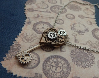 Steampunk Schlüssel Halskette, Cosplay Halskette / Steampunk Schmuck / Industrielle Halskette, Zahnrad Schmuck, Montage Schmuck, Schlüssel Anhänger Halskette