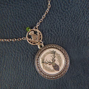Scottish Stag & Thistle Necklace / Silver Thistle Pendant Necklace / Thistle Stag Necklace, Scotland, Celtic Necklace, Scottish Jewelry