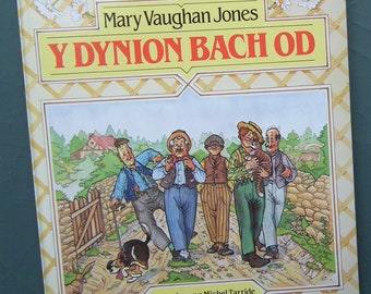 Vintage Welsh language children's book Y Dynion Bach Od Mary Vaughan Jones 1993 Edn artist Michel Tarride HB Cymraeg 1980s 1990s graphics