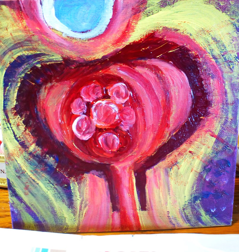 Valentine HEART SALE Original Acrylic Painting Small Painting Decoration for the Home image 2