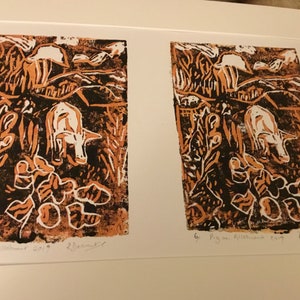 Help The Pigs Out Original Printmaking in one or two colours, limited edition by Rosemary Derwent image 5