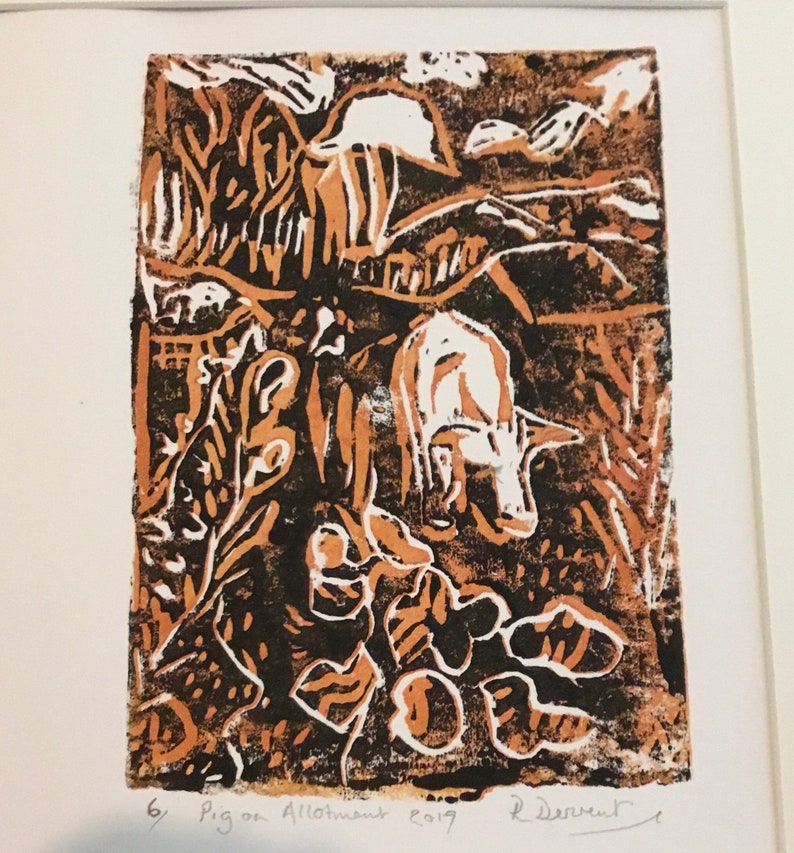 Help The Pigs Out Original Printmaking in one or two colours, limited edition by Rosemary Derwent image 4