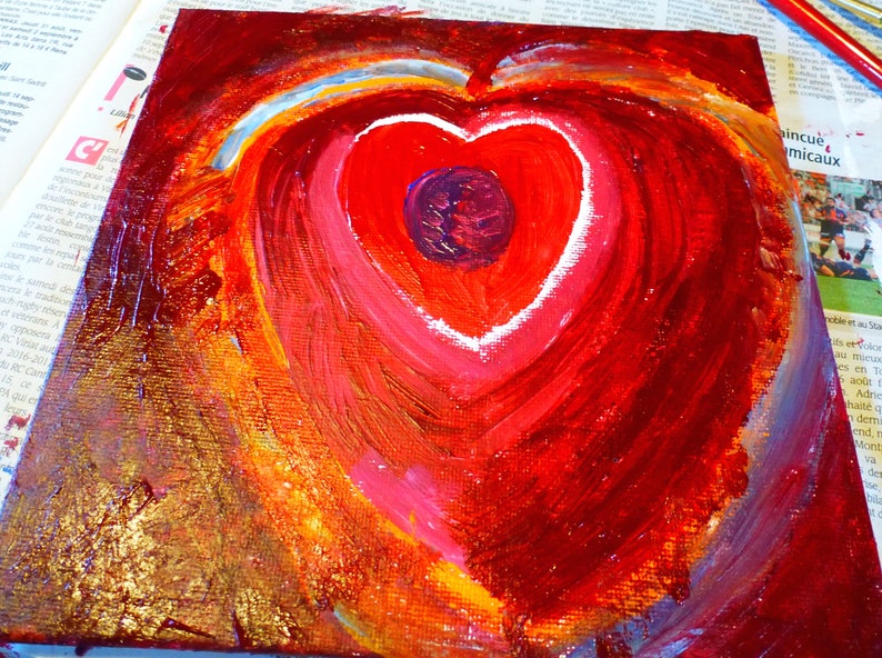 Valentine HEART SALE Original Acrylic Painting Small Painting Decoration for the Home image 3
