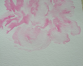 Original Watercolour Hand painted Design for Peony Scarf - Now made into a card superior Copy limited edition signed &numbered