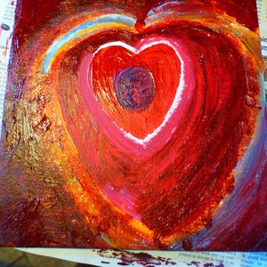 Valentine HEART -  SALE Original Acrylic Painting - Small Painting Decoration for the Home