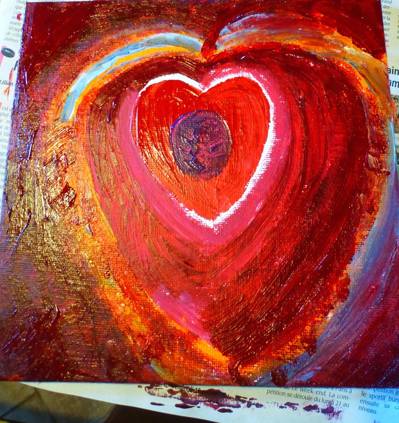 Valentine HEART SALE Original Acrylic Painting Small Painting Decoration for the Home image 1