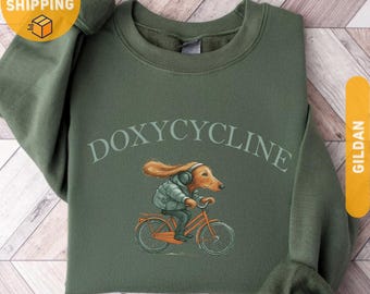 Doxycycline Dachshund Cycling Sweatshirt, Funny Veterinary Pun Tee