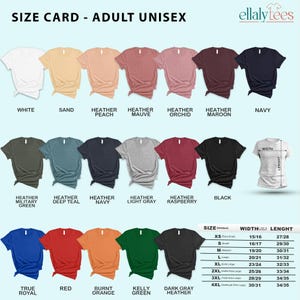 a women's t - shirt size chart with different colors