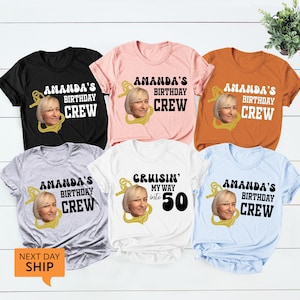 Custom Cruise Birthday Face Photo Crew Shirt, Cruisin 50th, Personalized Birthday Shirt, Birthday Group Shirt, Cruise Birthday Party T-Shirt