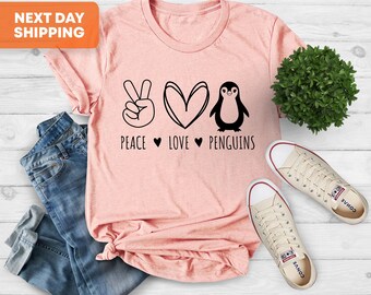 Peace Love Penguin Shirt, Penguin Lover Gift