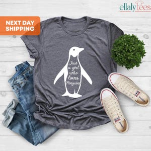 Penguin Shirt, Penguin Gift Shirt, Just A Girl Who Loves Penguins Animal Shirt, Zoo Aquarium Gift, Penguin Lover, Youth Shirt, Cute Penguins