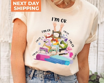 Funny Quilting T-Shirt, Sewing Machine, I'm Ok Shirt