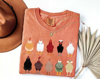 Comfort Colors Chicken Shirt, Farm Life Graphic Tee, Thanksgiving Gift
