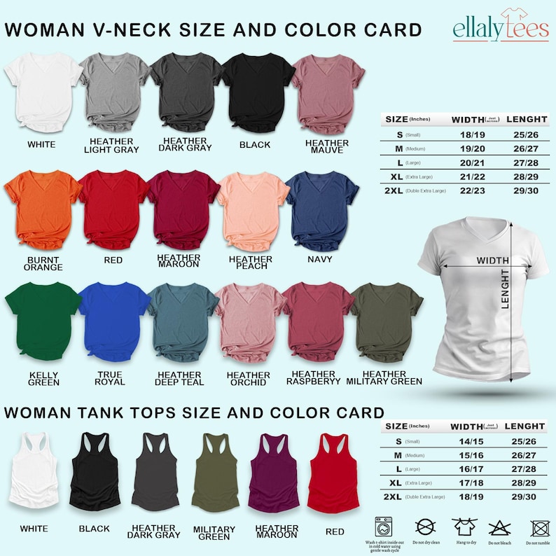 a women's v - neck size and color card