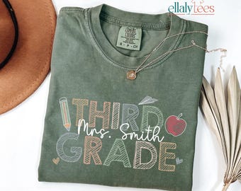 Comfort Colors Third Grade Teacher Shirt, Personalized Teacher Team Tee