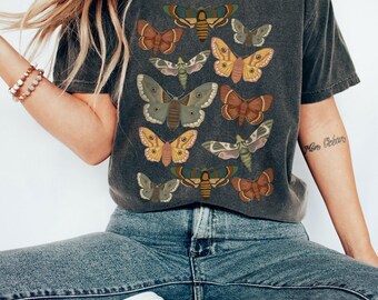 Comfort Colors Moth T-Shirt, Cottagecore Bug Tee