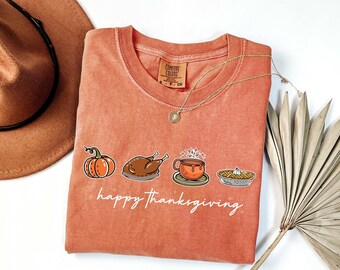 Comfort Colors® Happy Thanksgiving Shirt, Happy Thanksgiving Turkey Shirt