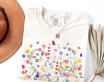 Vintage Cottagecore T-Shirt, Wildflower Comfort Colors Tee