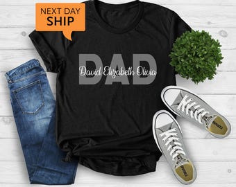 Custom Dad Shirt With Kids Names, Personalized Father's Day Gift