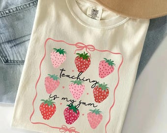 Comfort Colors Teacher Strawberry Shirt, Elementary Kindergarten Apparel