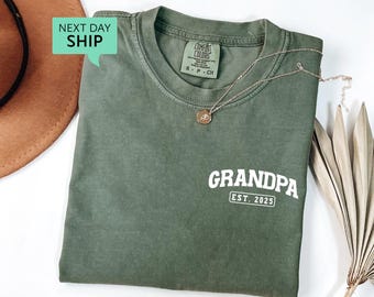 Comfort Colors Grandpa Est. Shirt, Pocket Father's Day Gift