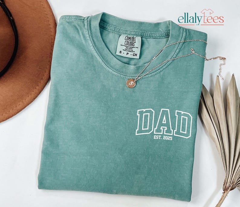 Comfort Colors® Dad Est Year Shirt, Cute Fathers Day Gift, New Dad Shirt, Custom Papa Gift, Personalized Dad Shirt, Custom Dad Est Shirt