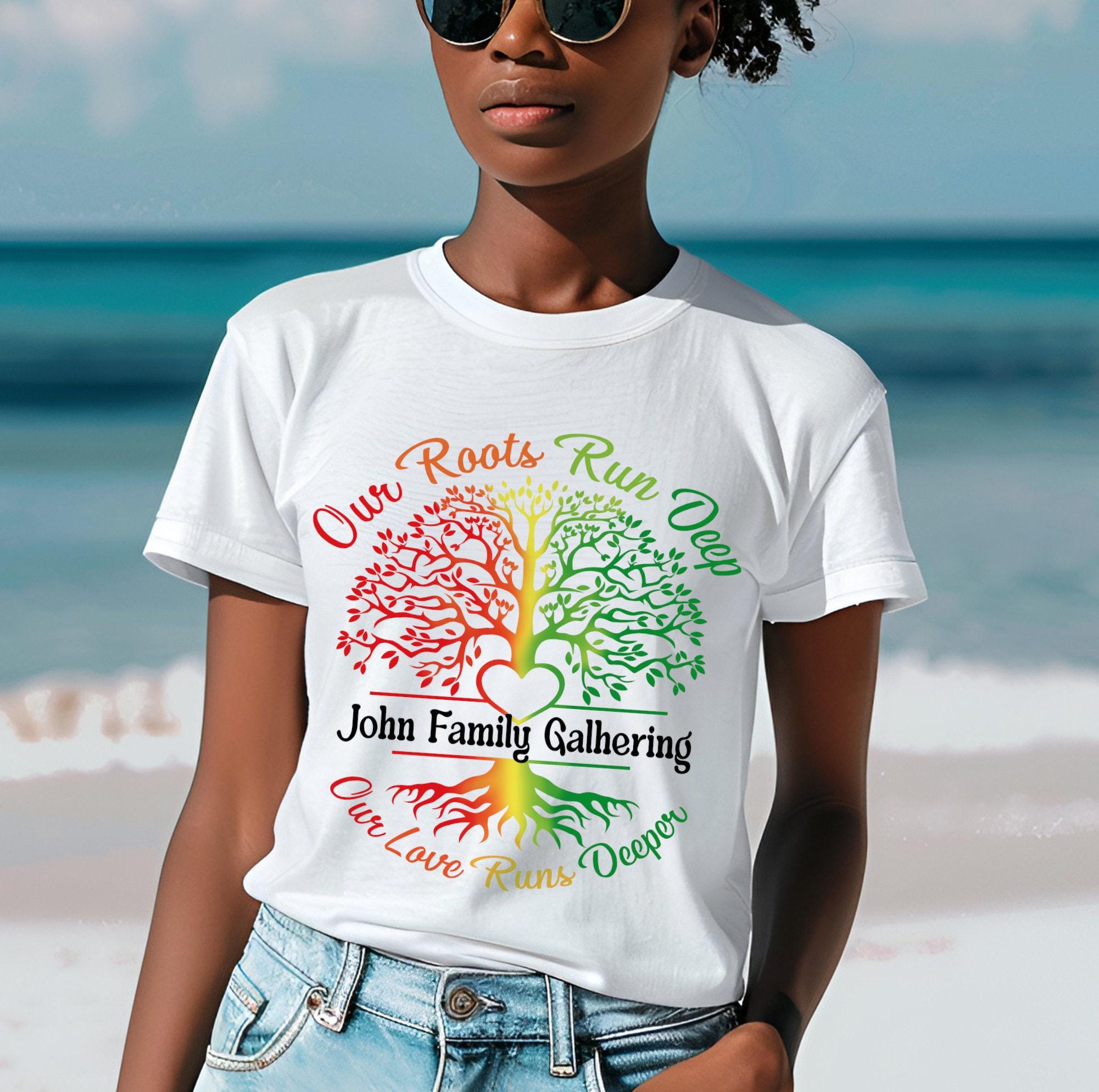 Camisetas personalizables para reuniones familiares, camisetas familiares "Nuestras raíces corren profundamente con el corazón", camisetas familiares a juego para reuniones, camisetas de árbol genealógico