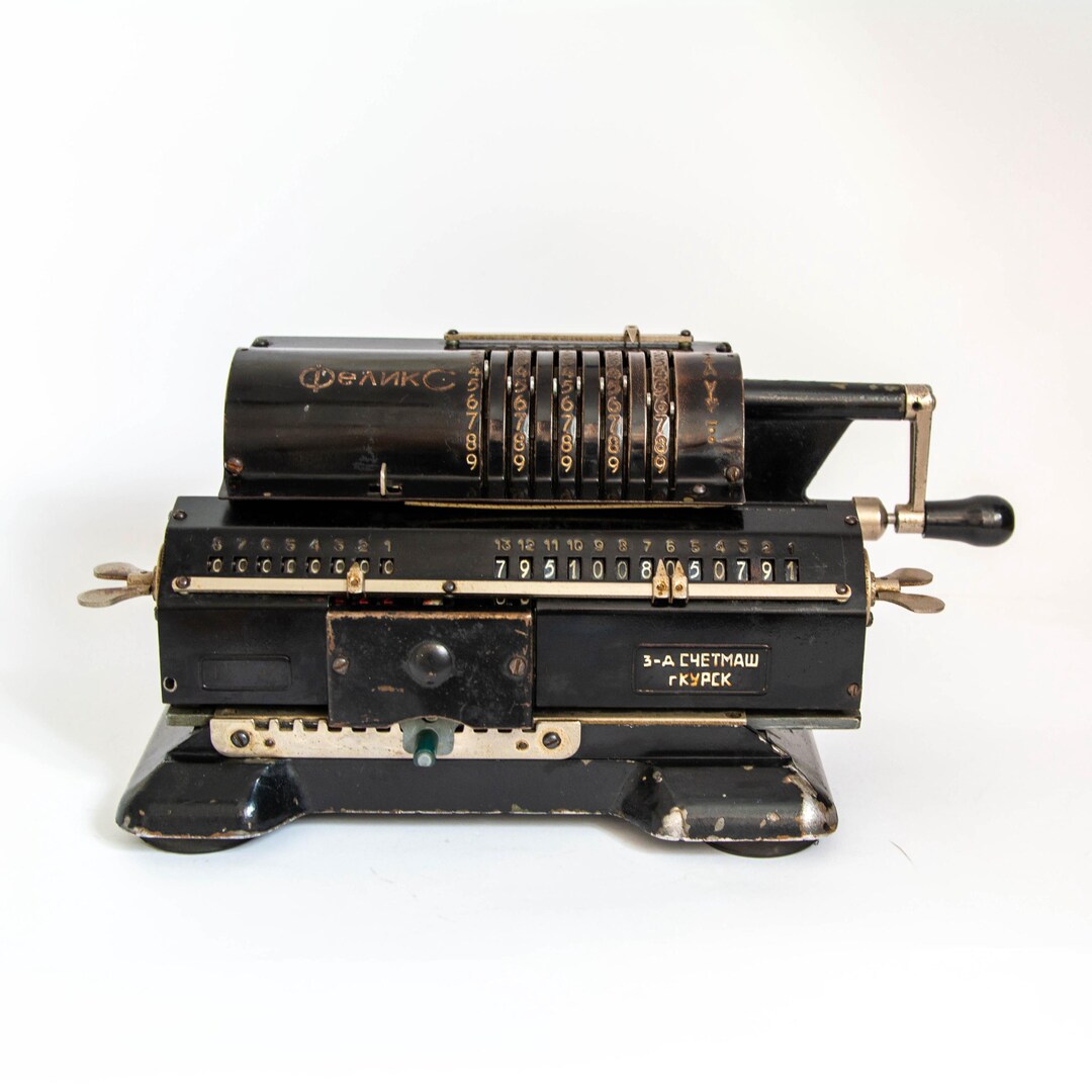 Arithmometer Adding Machine. Black Soviet Vintage Mechanical Rare ...
