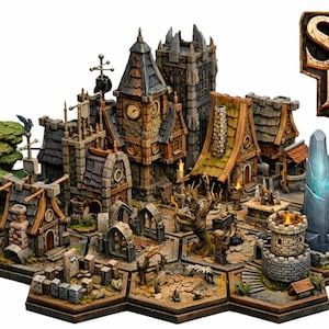 Shifting Realms City Hex-karta av Draftofogma Resin 3D-utskriven terräng. Del 1 av 2