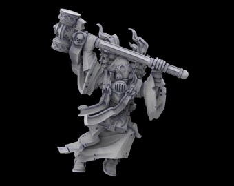 Creed's Priest Miniature | Armageddon's Legion – The Iron Regiment | 28mm Grimdark Sci-Fi Proxy Model
